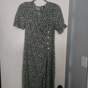 Floral Green Wrap Dress